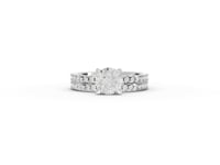 1.55 CT Round Diamond Bridal Ring Set with Double Pavé Bands