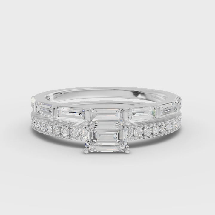 360 rotation of 1.08 CT emerald lab-grown diamond bridal set