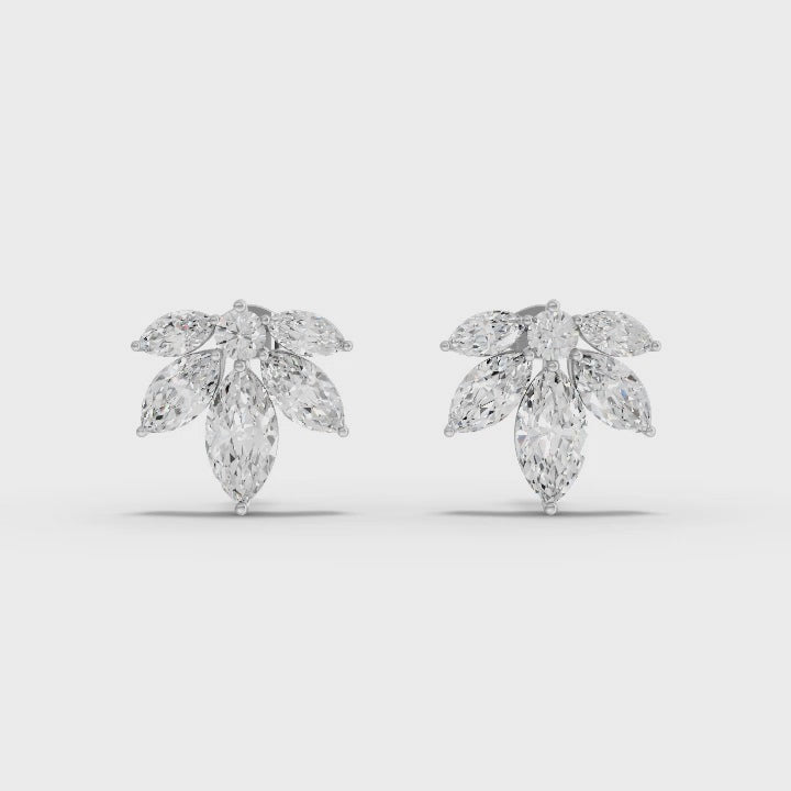360° rotation video of marquise floral earrings