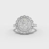 360 rotation of 1.80 CT double halo lab-grown diamond ring