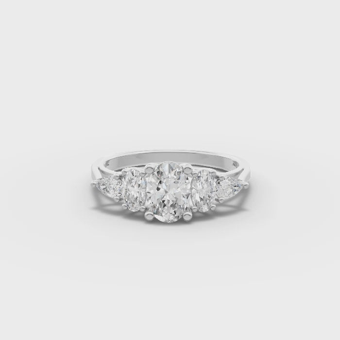 360 rotation of 1.28 CT oval five stone lab-grown diamond ring