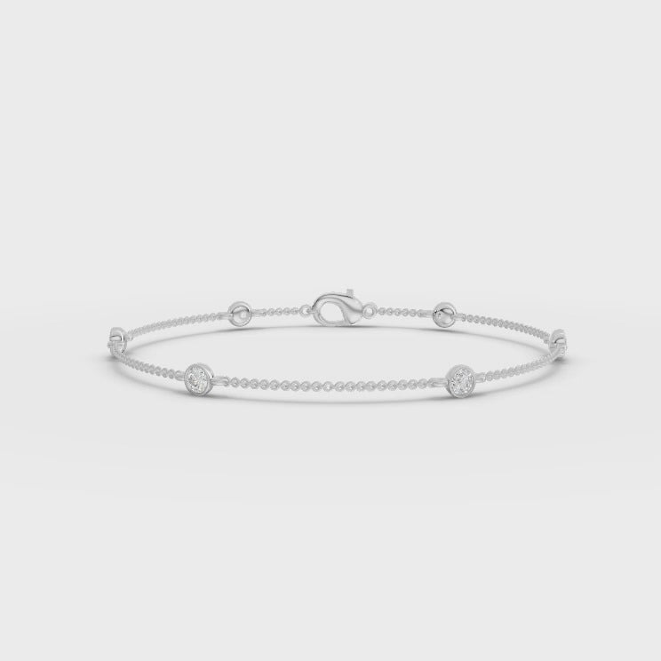 360° rotation video of bezel diamond bead bracelet