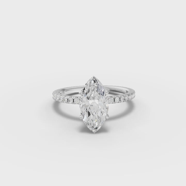 360° rotation video of marquise pavé ring