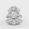 360 rotation of 2.99 CT floral cluster lab-grown diamond ring