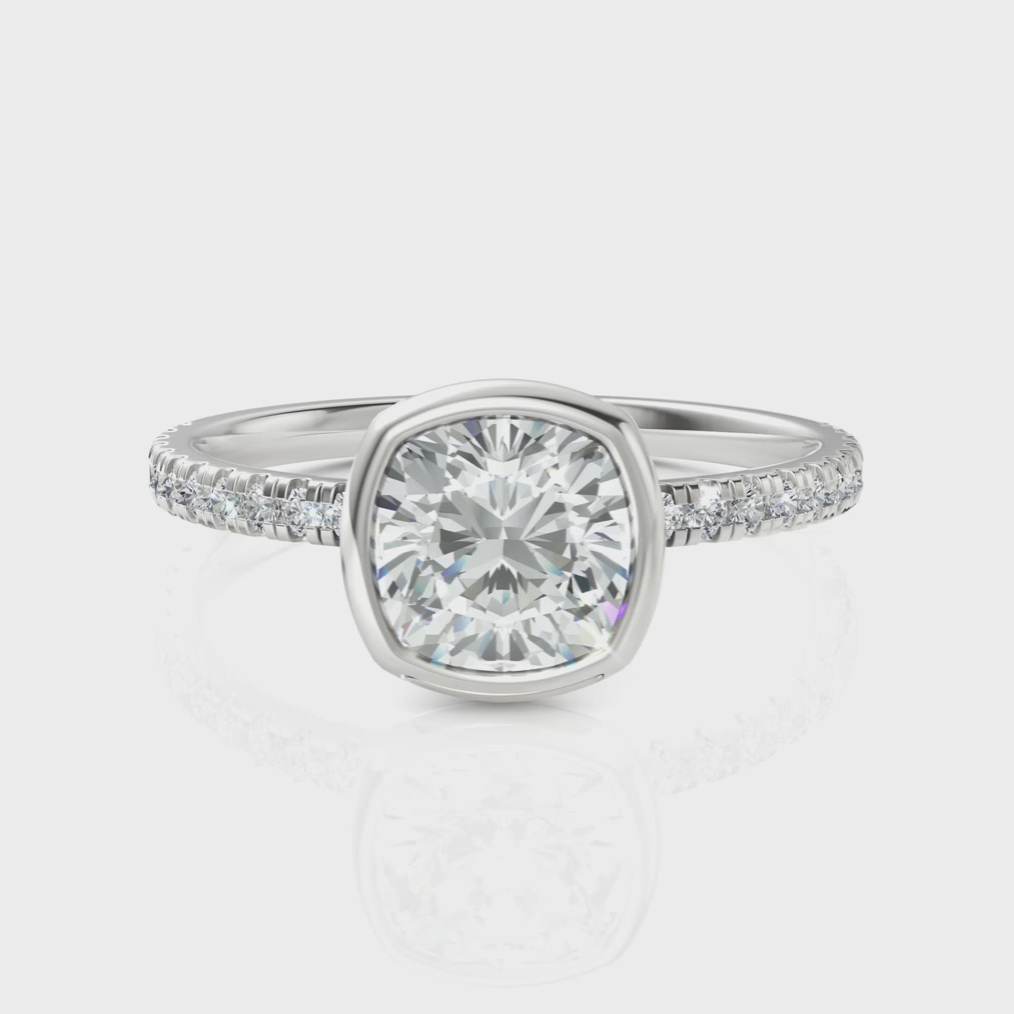 1.72CT Cushion Lab Diamond Solitaire Accent Engagement Ring
