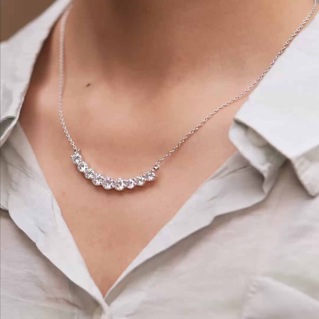 Pendant in motion demonstrating gemstone brilliance 0n model