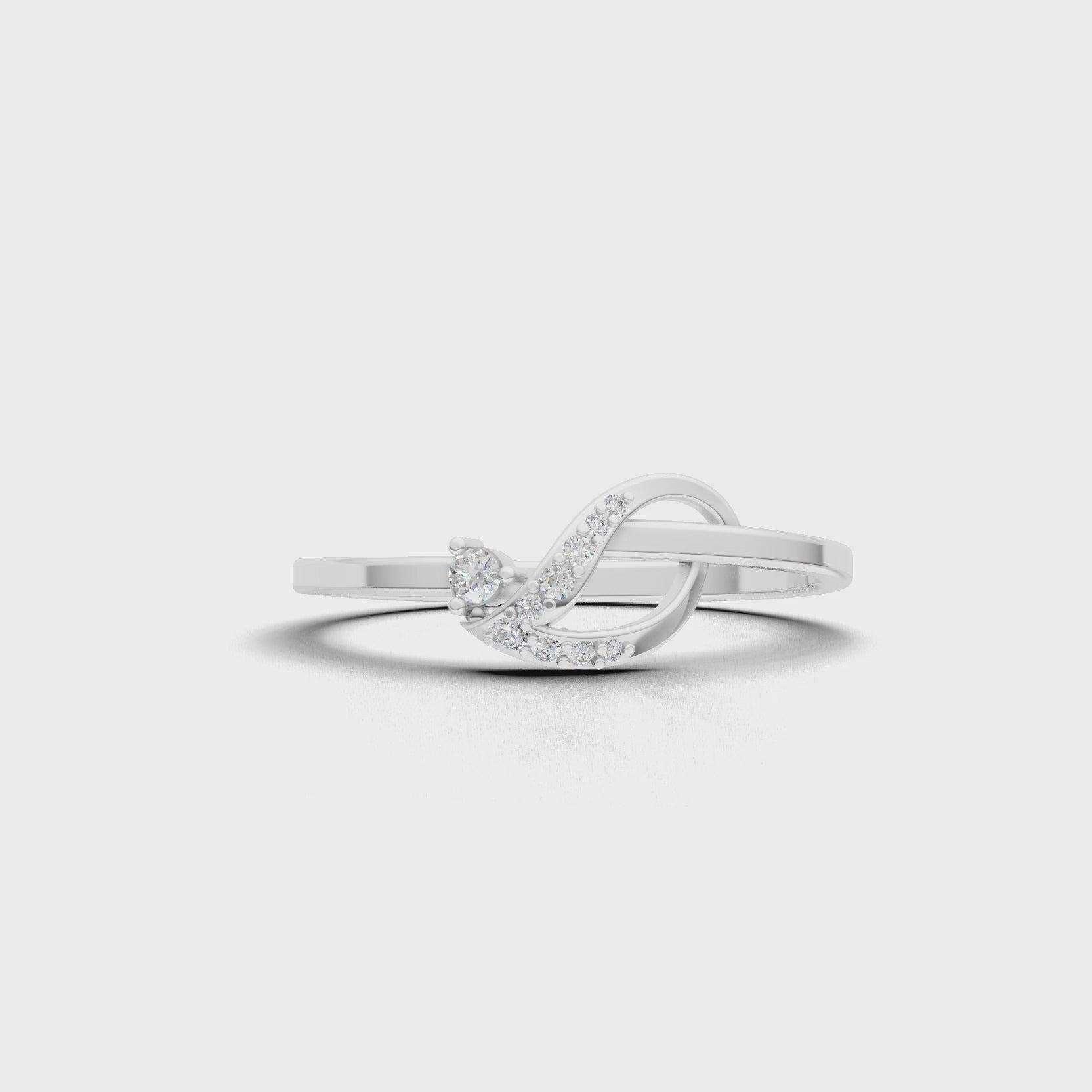 360 rotation of 0.06 CT leaf arc minimal lab-grown diamond ring