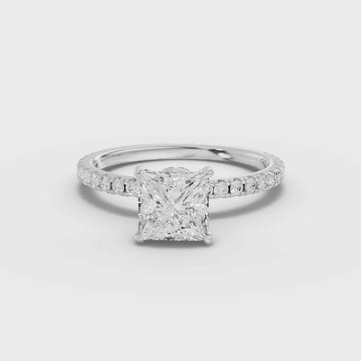 360 rotation of 1.29 CT princess lab-grown diamond ring