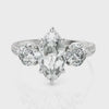 2.5CT Marquise Lab Diamond Three Stone Accent Engagement Ring