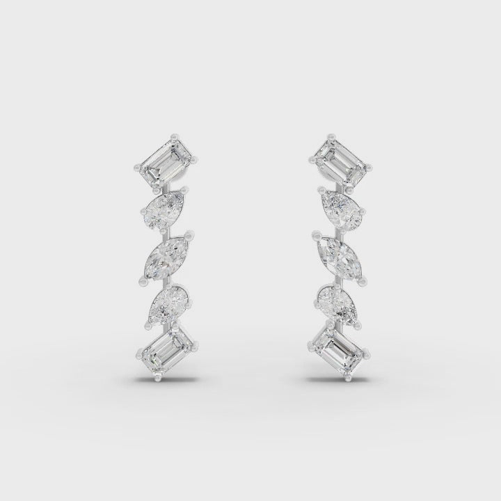 360° rotation video of multi-cut cascade earrings