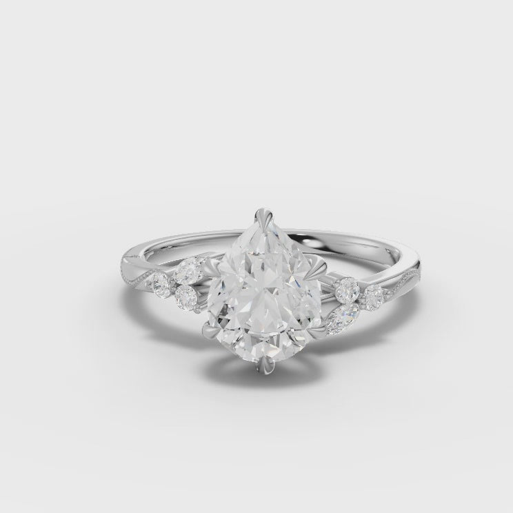 360° rotation video of pear marquise ring