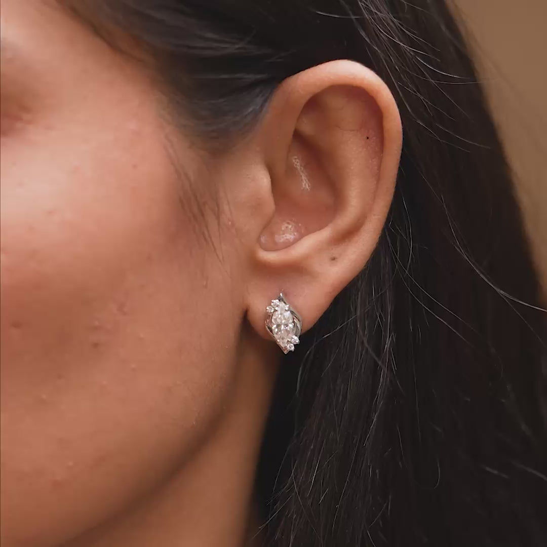 Model wearing 2.12 CT marquise lab-grown diamond earrings video