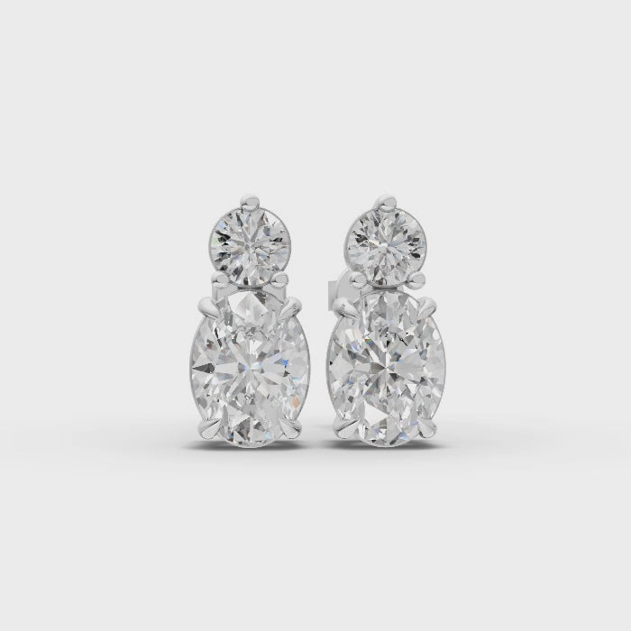 360 rotation of 2.74 CT oval round lab-grown diamond earrings