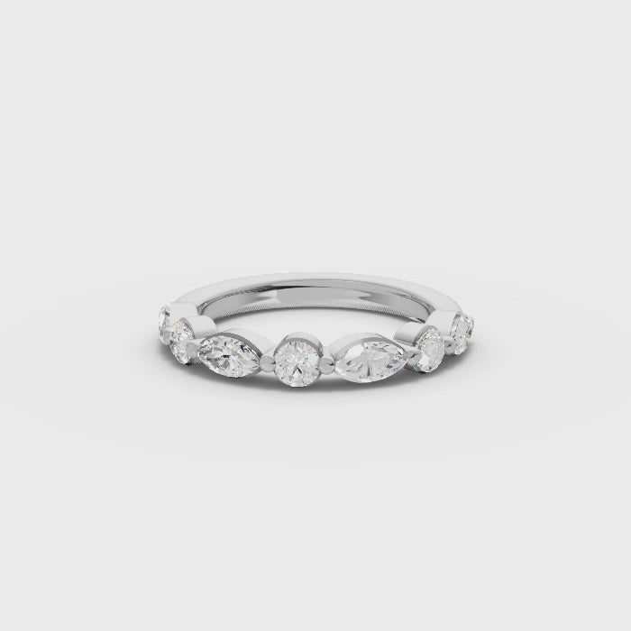 360 rotation of 0.91 CT lab-grown diamond pear round eternity band