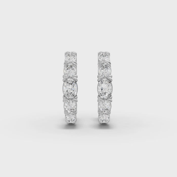 360 rotation of 2.33 CT lab-grown diamond hoop earrings