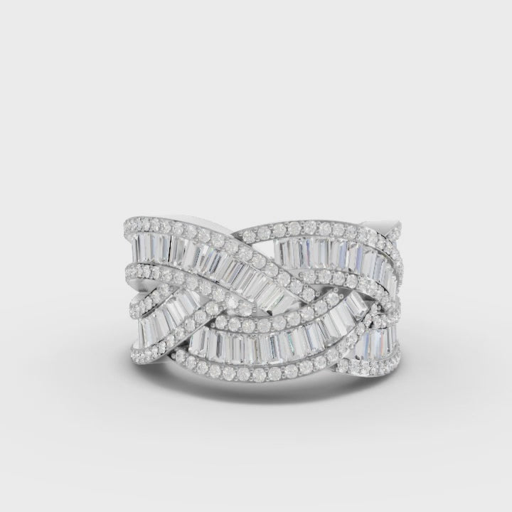 360 rotation of 3.19 CT woven lab-grown diamond ring