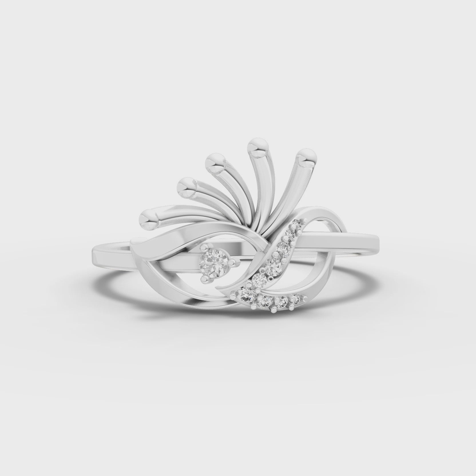 360 rotation of 0.06 CT sparkle plume lab-grown diamond ring