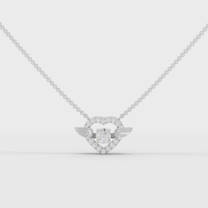 360° rotation video of heart wing pendant