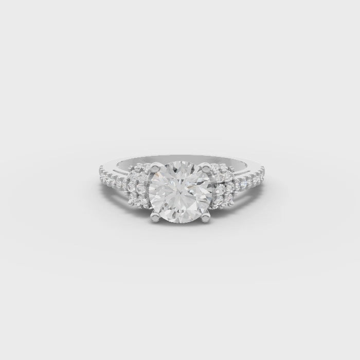 360 rotation of 1.80 CT round cut lab-grown diamond engagement ring