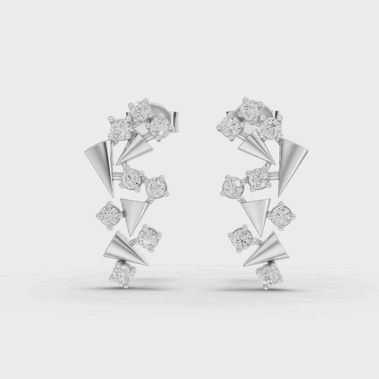 360 rotation of 0.40 CT lab-grown diamond spiral earrings