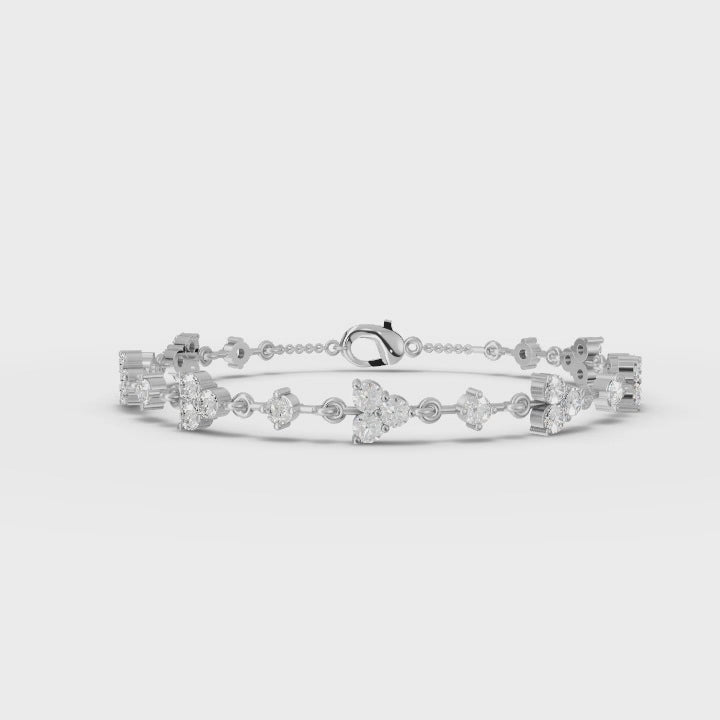 360° rotation video of diamond floral bracelet