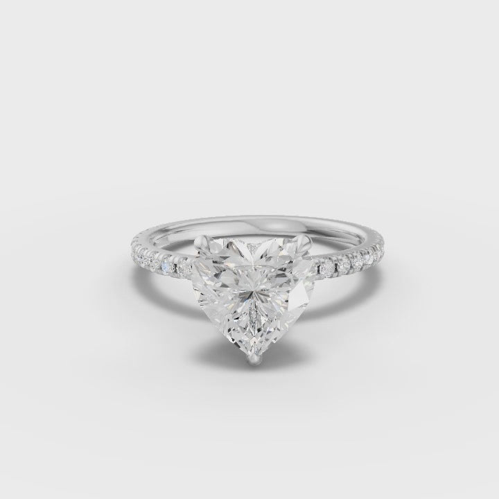360° rotation video of heart pavé diamond ring