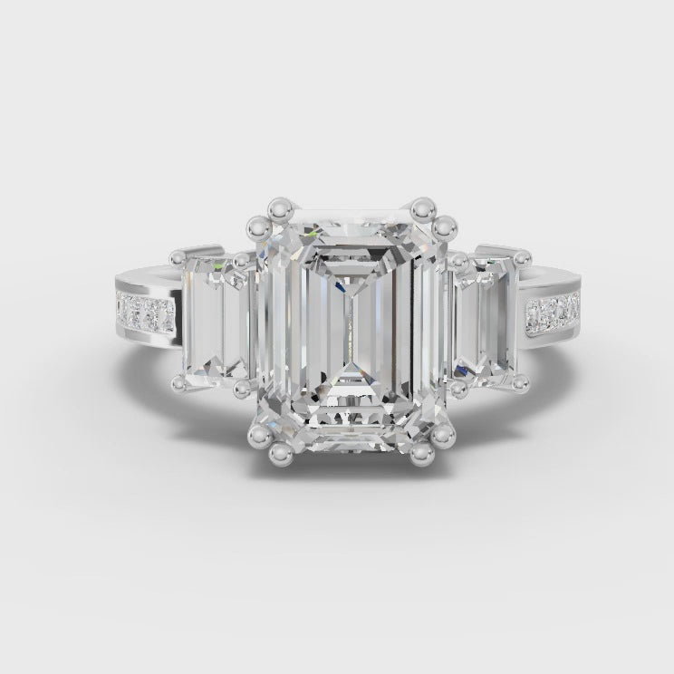 Emerald Cut Lab Diamond Ring · Tapered Step-Cut Sides