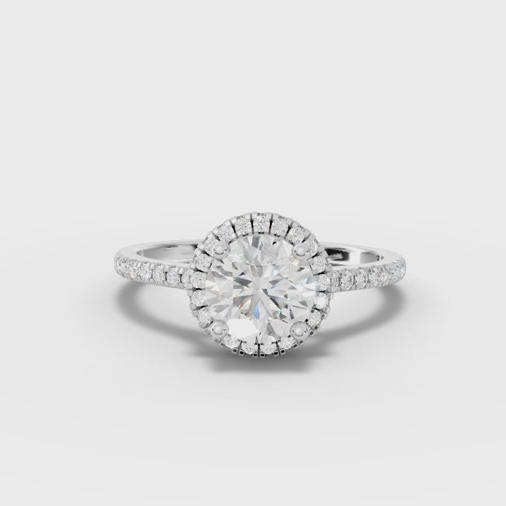 360 rotation of 1.24 CT round halo lab-grown diamond ring