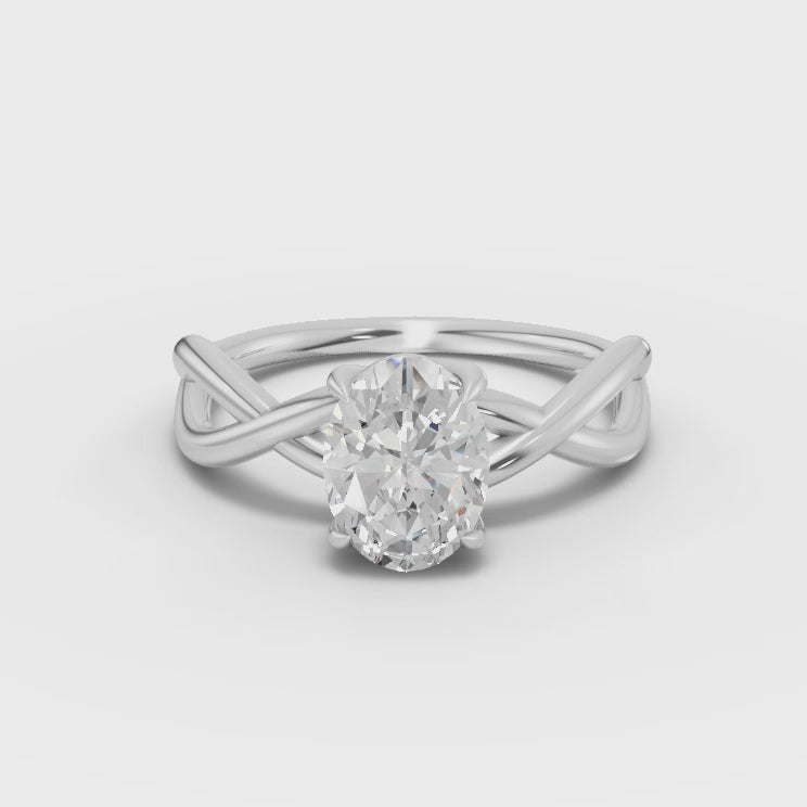 360° rotation video of oval solitaire ring