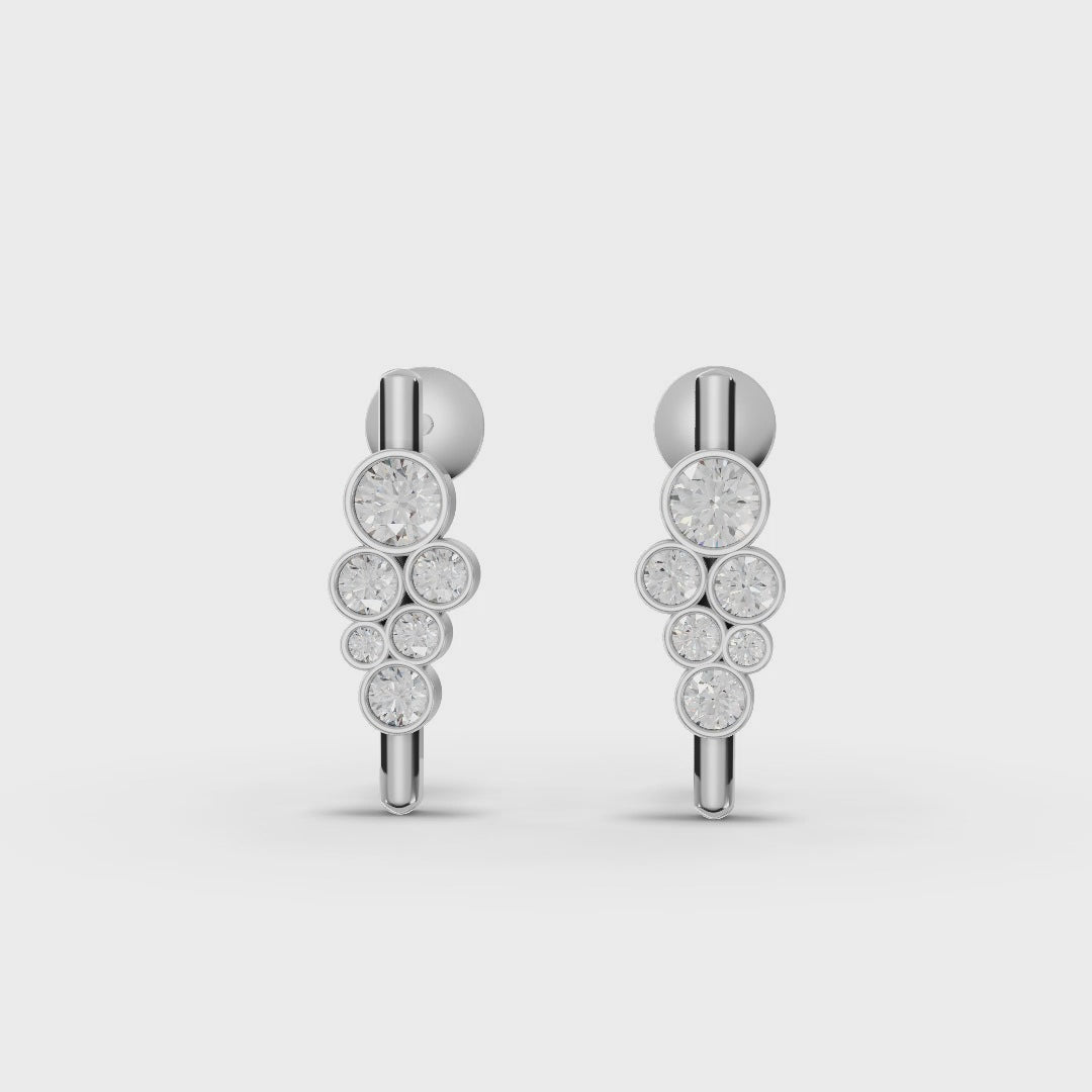 0.52 Ct Graduated Bezel Lab Diamond Drop Earrings