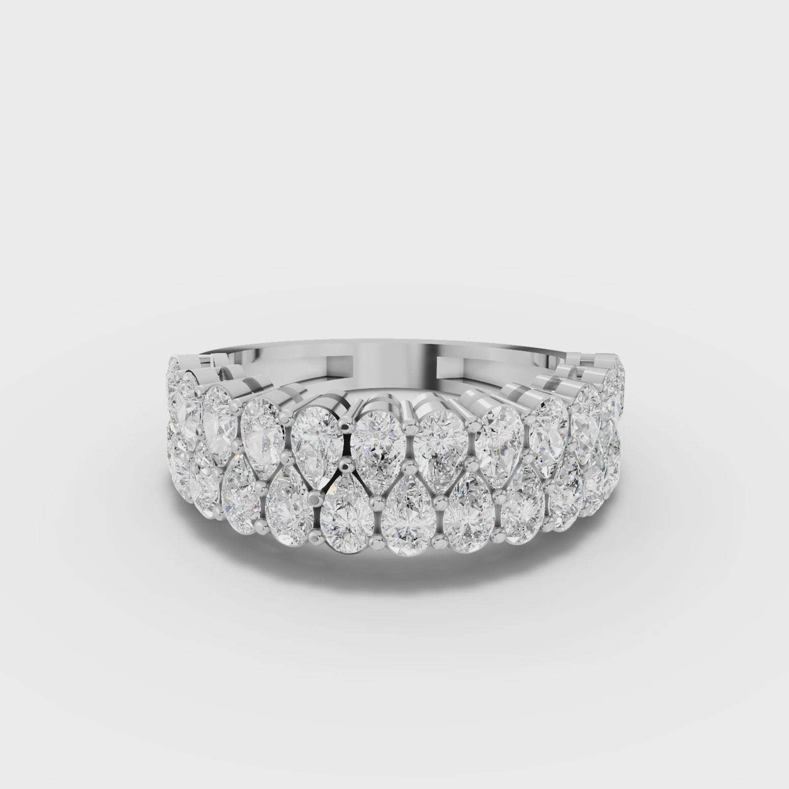 360 rotation of 2.22 CT pear lab-grown diamond lattice eternity band