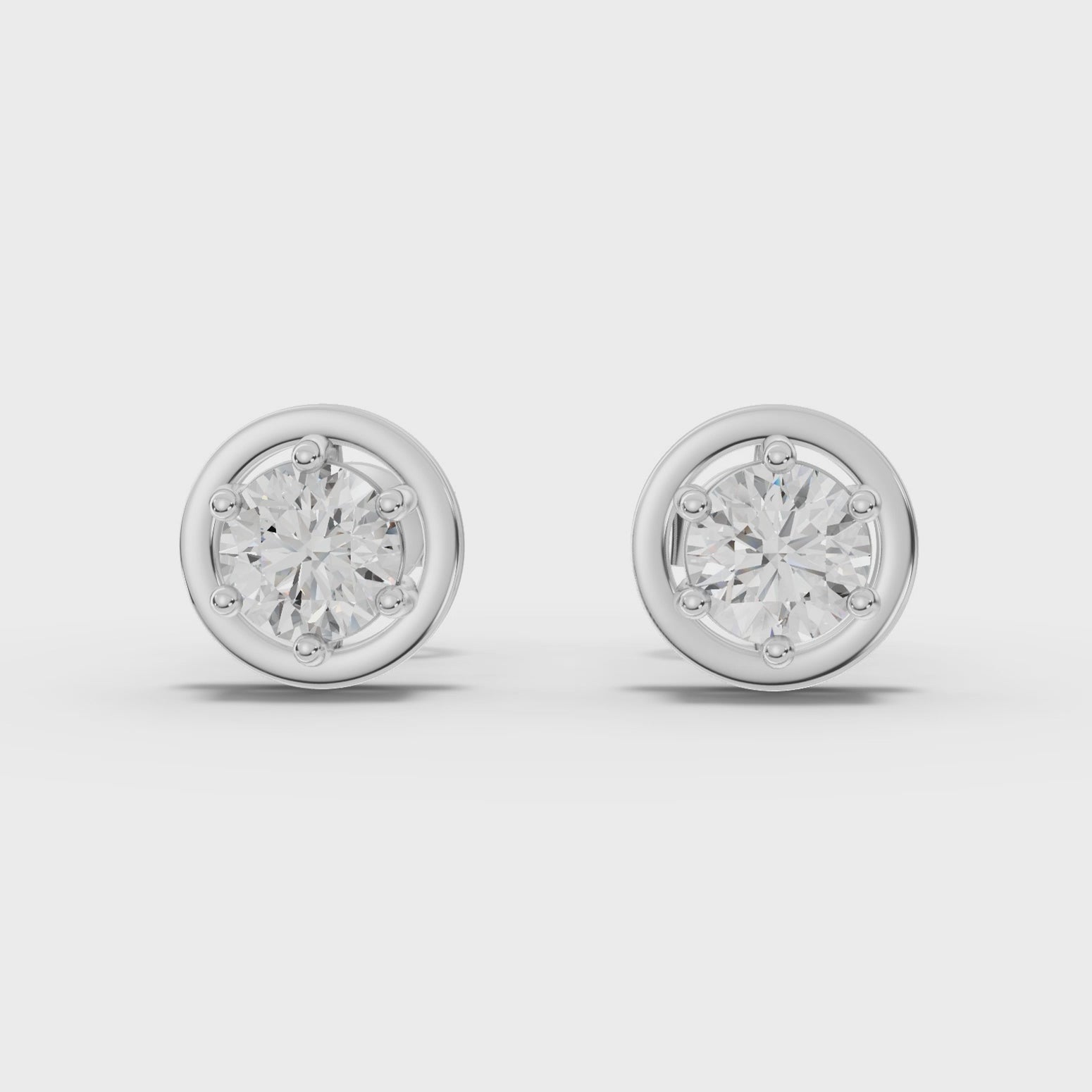 360 rotation of 0.72 CT lab-grown diamond solitaire stud earrings