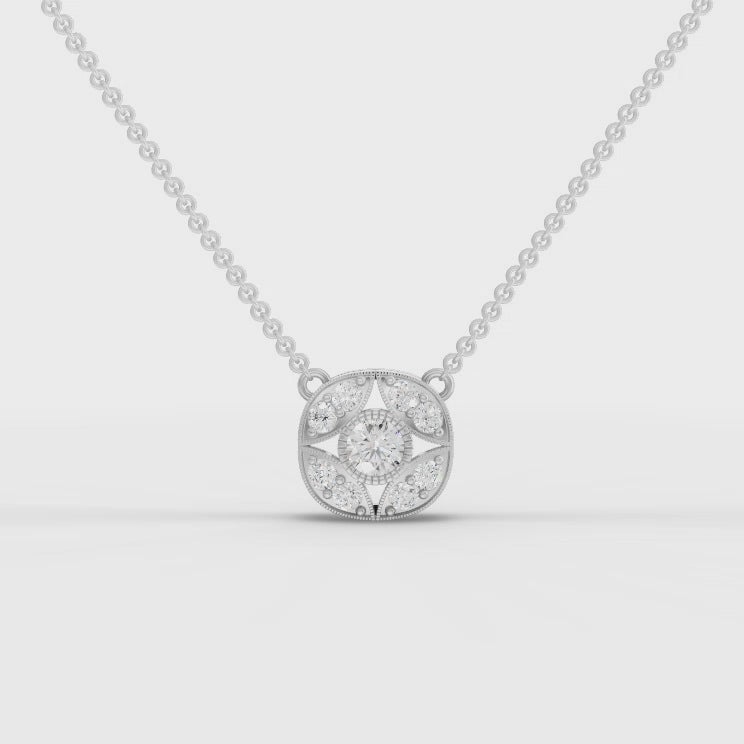 360 rotation of 0.64 CT lab-grown diamond vintage star cluster pendant
