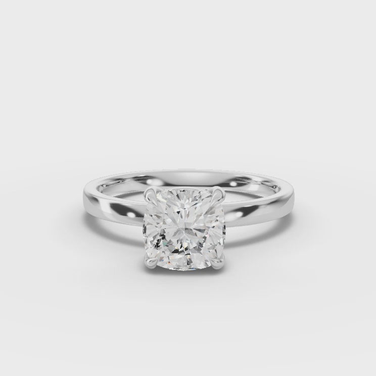 Cushion Cut Lab Diamond Solitaire Engagement Ring