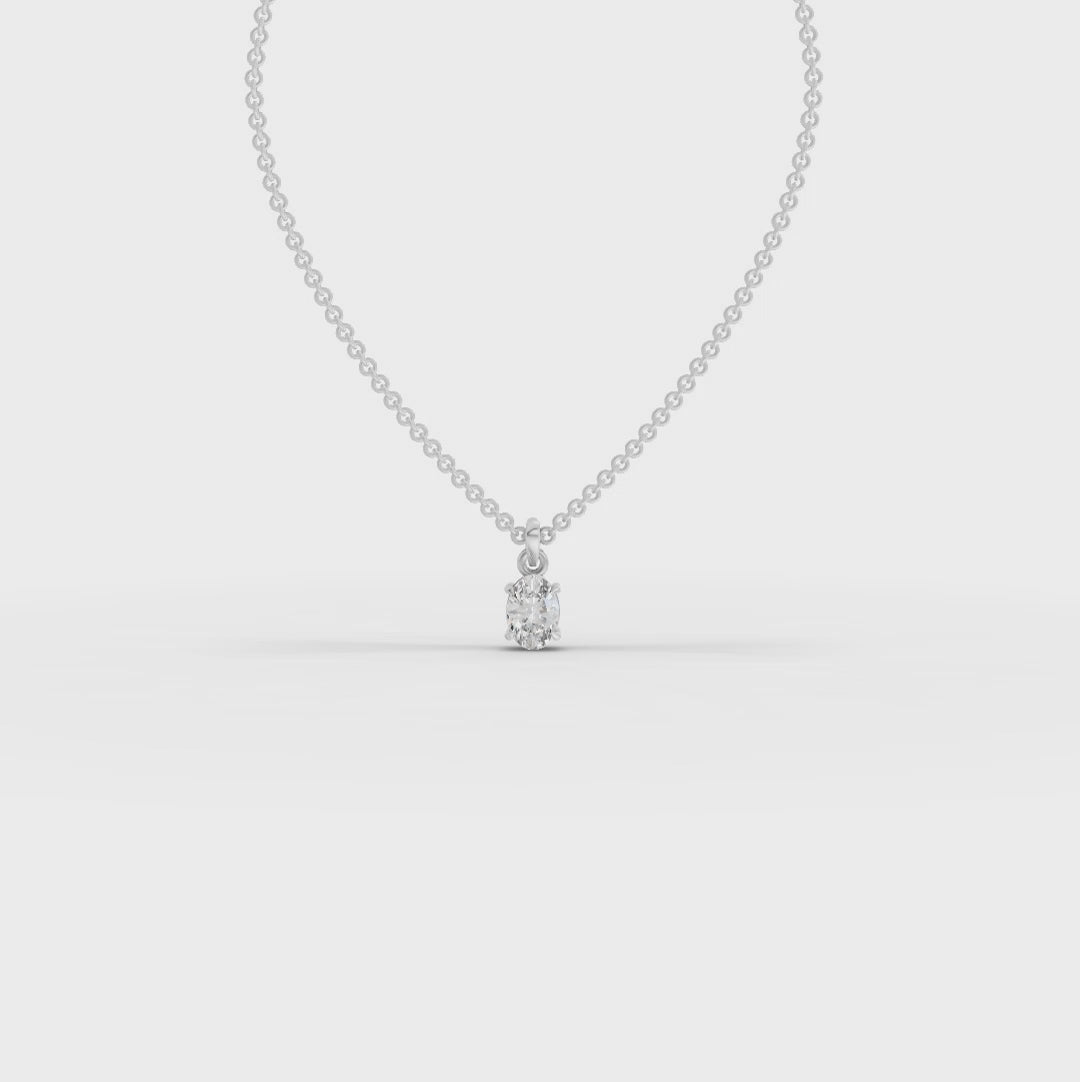 0.50 Ct Oval Solitaire Lab Grown Diamond Pendant