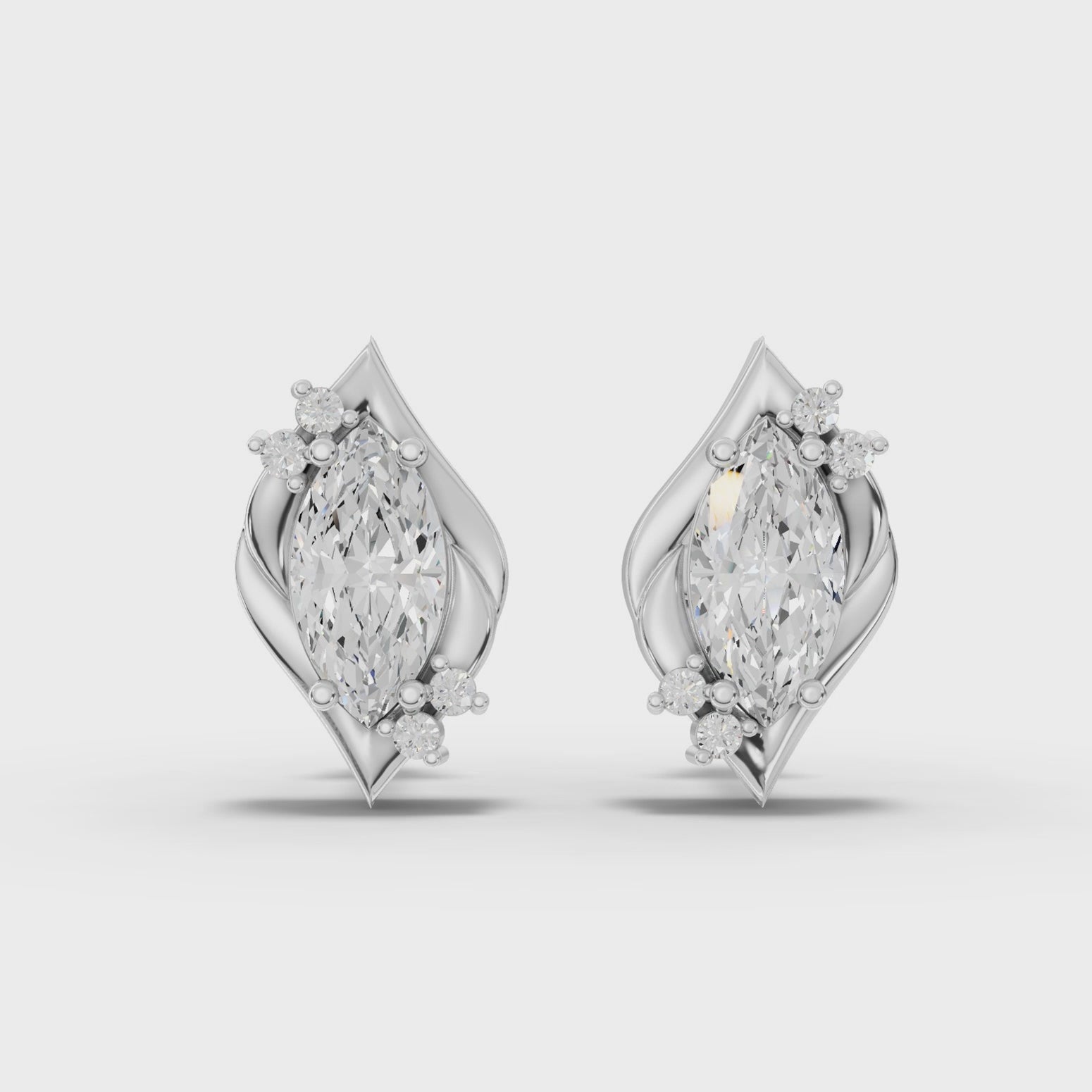 360 rotation of 2.12 CT marquise lab-grown diamond earrings