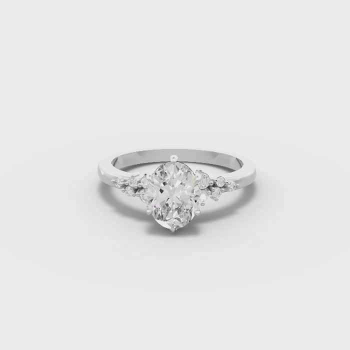 360 rotation of 1.38 CT oval cut lab-grown diamond engagement ring