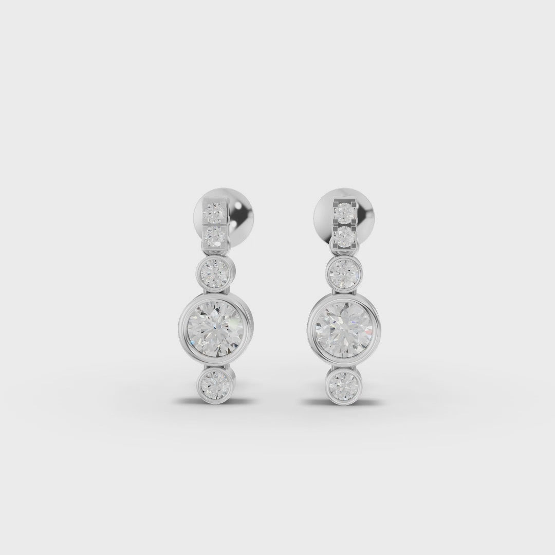 0.65 Ct Bezel Lab Diamond Drop Earrings with Accent Stones