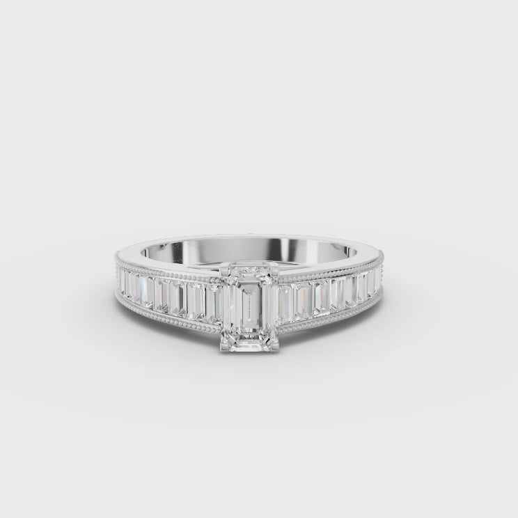 360 rotation of 1.92 CT emerald cut lab-grown diamond ring