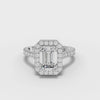 360 rotation of 2.34 CT emerald cut halo lab-grown diamond ring