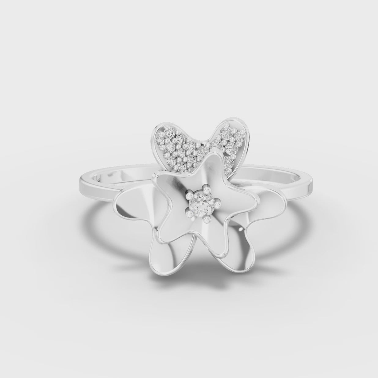 360 rotation of 0.10 CT leaflight lab-grown diamond ring