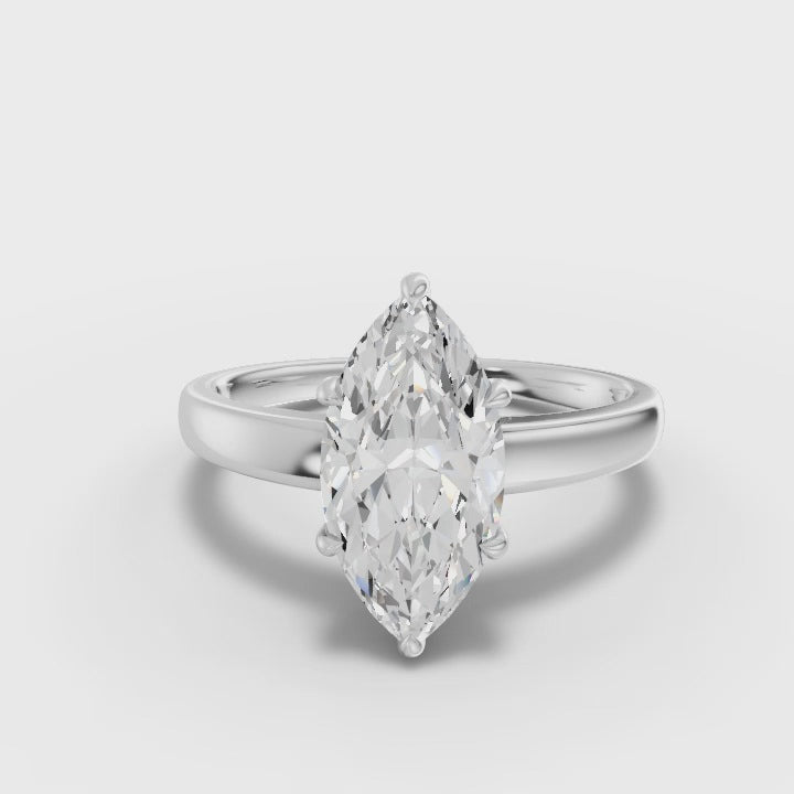360° rotation video of marquise solitaire ring