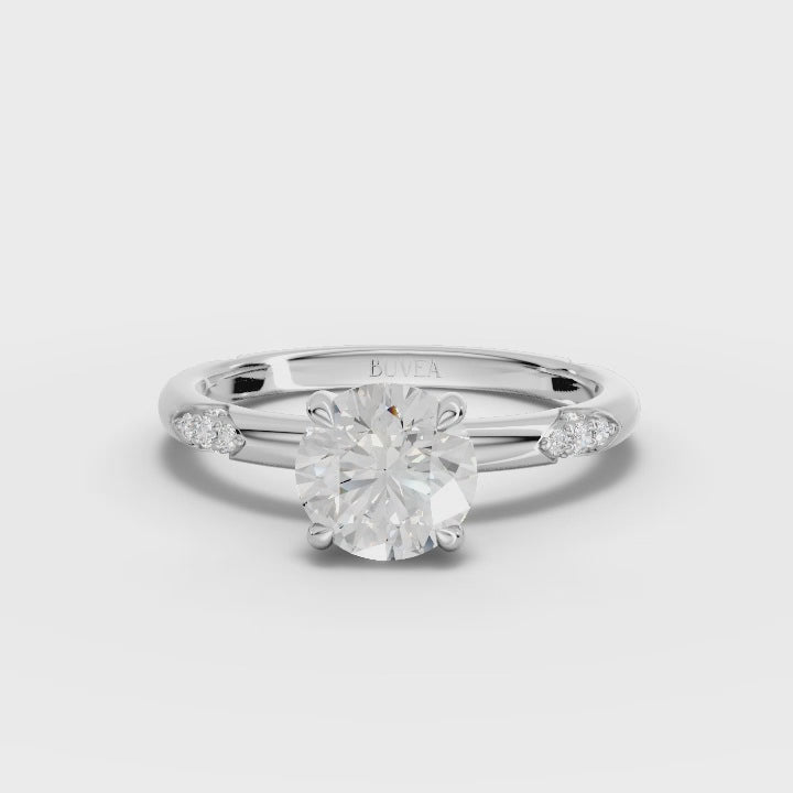 360 rotation of 1.11 CT four-prong accented lab-grown diamond ring