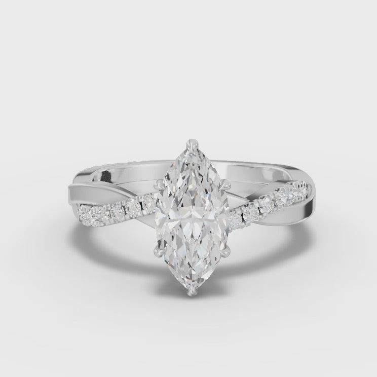 360° rotation video of marquise pavé ring