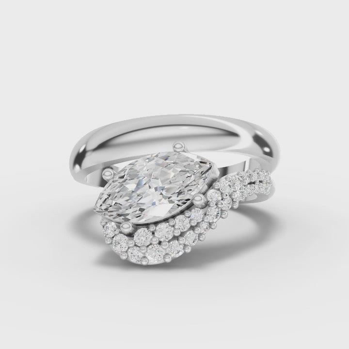 360 rotation of 1.20 CT marquise lab-grown engagement ring