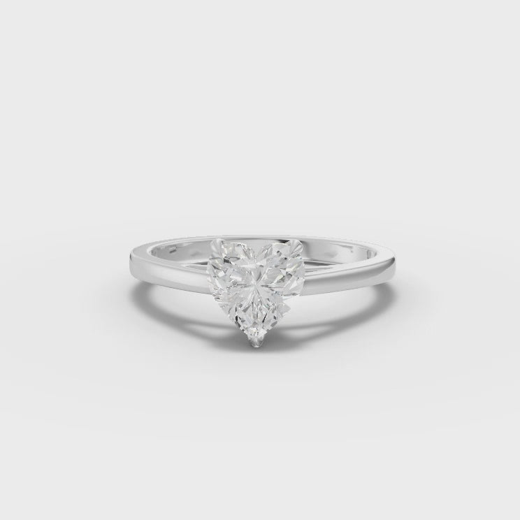 360° rotation video of heart solitaire ring