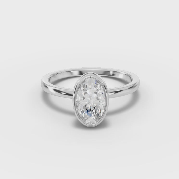 360° rotation video of oval solitaire ring