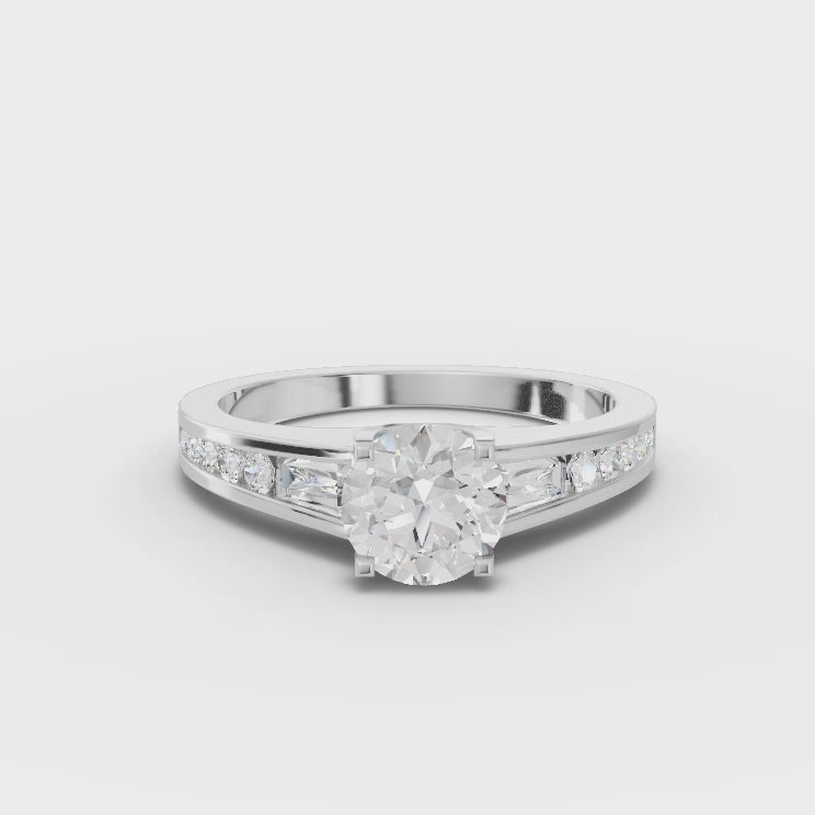 360 rotation of 1.18 CT round lab-grown diamond split shoulder ring