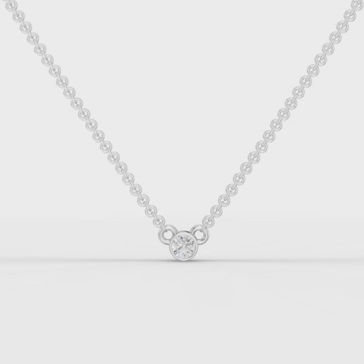 360 rotation of 0.10 CT lab-grown diamond bezel solitaire pendant