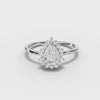 360° rotation video of pear halo engagement ring
